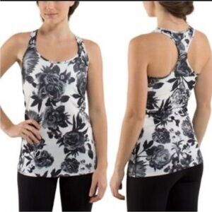 Lululemon Cool Racerback Tank Sz 6 Brisk Bloom Black White Floral
